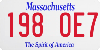 MA license plate 198OE7
