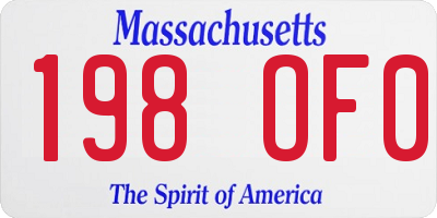 MA license plate 198OF0