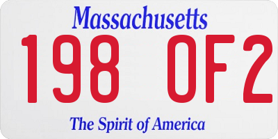 MA license plate 198OF2