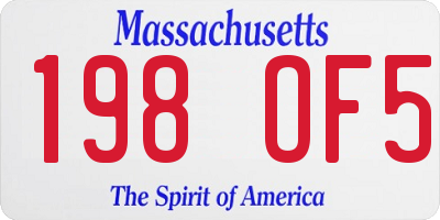 MA license plate 198OF5