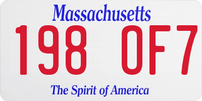 MA license plate 198OF7