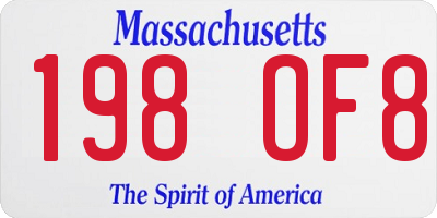 MA license plate 198OF8