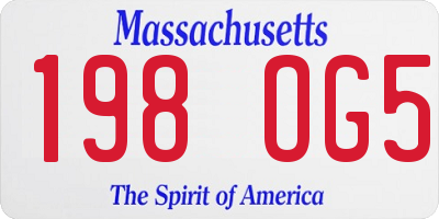 MA license plate 198OG5