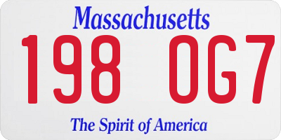 MA license plate 198OG7
