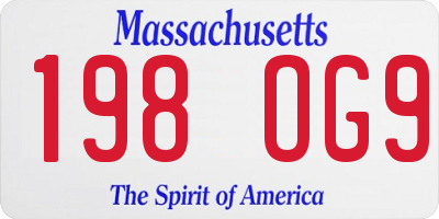 MA license plate 198OG9