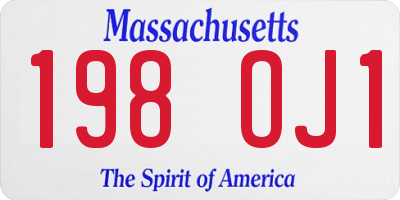 MA license plate 198OJ1
