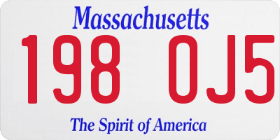MA license plate 198OJ5