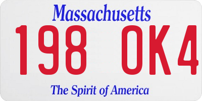 MA license plate 198OK4
