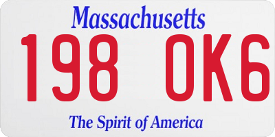 MA license plate 198OK6