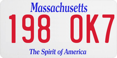 MA license plate 198OK7