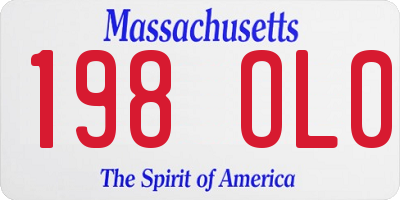MA license plate 198OL0