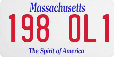 MA license plate 198OL1