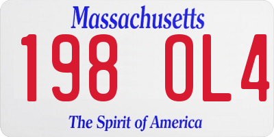 MA license plate 198OL4