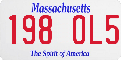 MA license plate 198OL5