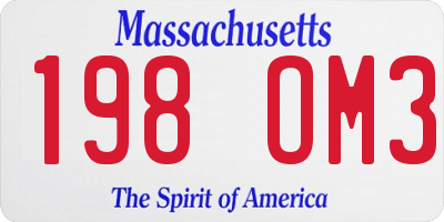 MA license plate 198OM3