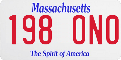 MA license plate 198ON0