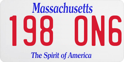 MA license plate 198ON6