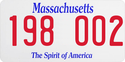 MA license plate 198OO2