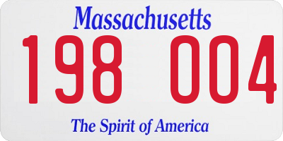 MA license plate 198OO4