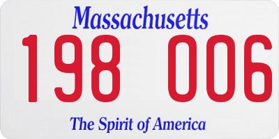 MA license plate 198OO6