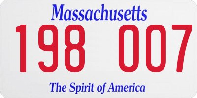 MA license plate 198OO7
