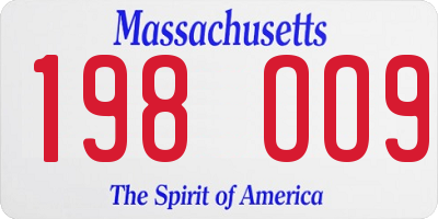 MA license plate 198OO9