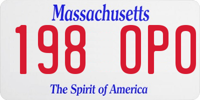 MA license plate 198OP0