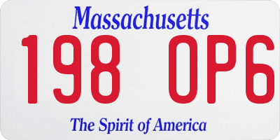 MA license plate 198OP6