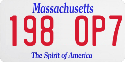 MA license plate 198OP7