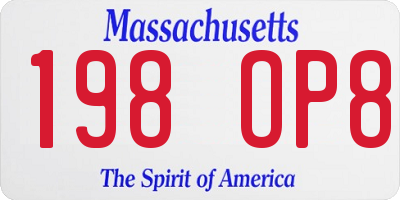 MA license plate 198OP8