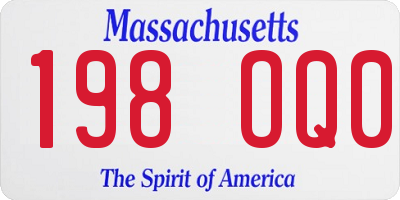 MA license plate 198OQ0