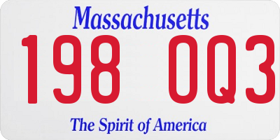MA license plate 198OQ3