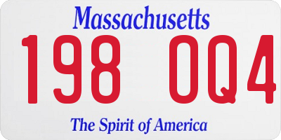 MA license plate 198OQ4
