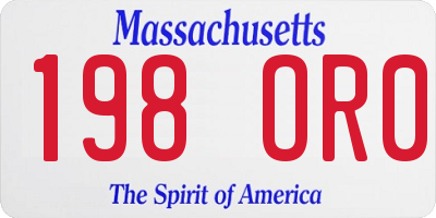 MA license plate 198OR0