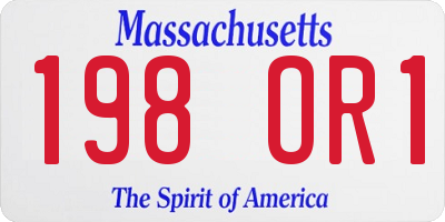MA license plate 198OR1