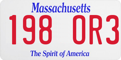 MA license plate 198OR3