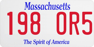 MA license plate 198OR5