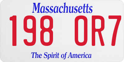 MA license plate 198OR7