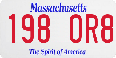 MA license plate 198OR8