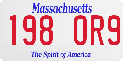 MA license plate 198OR9