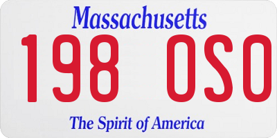 MA license plate 198OS0