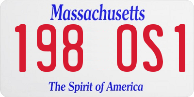 MA license plate 198OS1