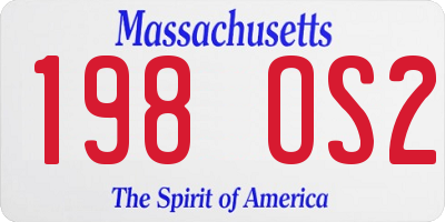 MA license plate 198OS2