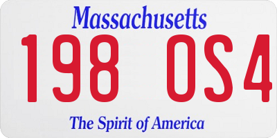 MA license plate 198OS4