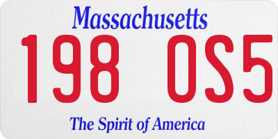 MA license plate 198OS5