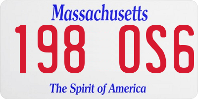 MA license plate 198OS6