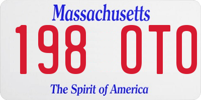 MA license plate 198OT0