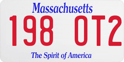 MA license plate 198OT2