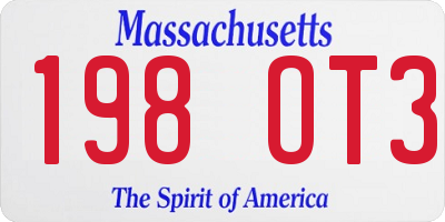 MA license plate 198OT3
