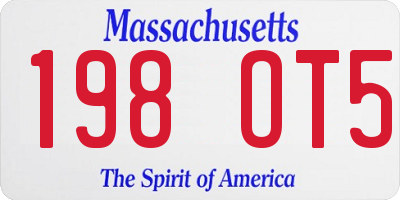 MA license plate 198OT5